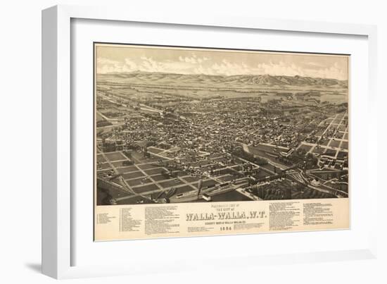 Washington - Panoramic Map of Walla Walla-Lantern Press-Framed Art Print