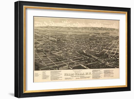 Washington - Panoramic Map of Walla Walla-Lantern Press-Framed Art Print