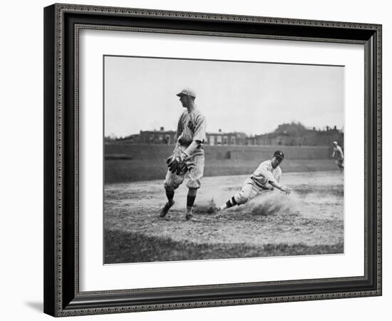 Washington Player & Boston Red Sox Baseball Photograph - Washington, DC-Lantern Press-Framed Art Print