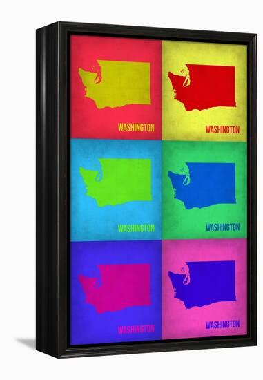 Washington Pop Art Map 1-NaxArt-Framed Stretched Canvas