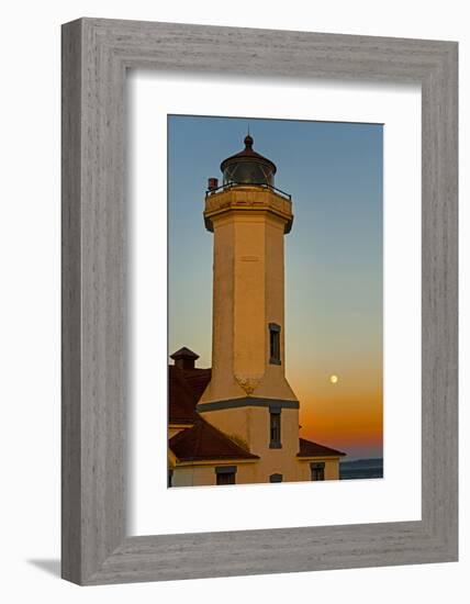 Washington, Port Townsend. Super Moon over the Point Wilson Lighthouse-Richard Duval-Framed Photographic Print