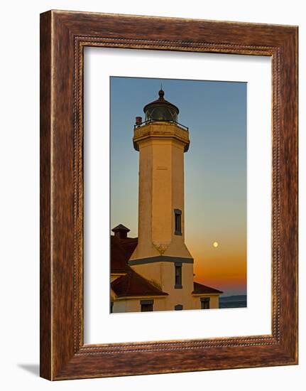 Washington, Port Townsend. Super Moon over the Point Wilson Lighthouse-Richard Duval-Framed Photographic Print