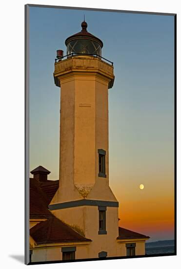 Washington, Port Townsend. Super Moon over the Point Wilson Lighthouse-Richard Duval-Mounted Photographic Print