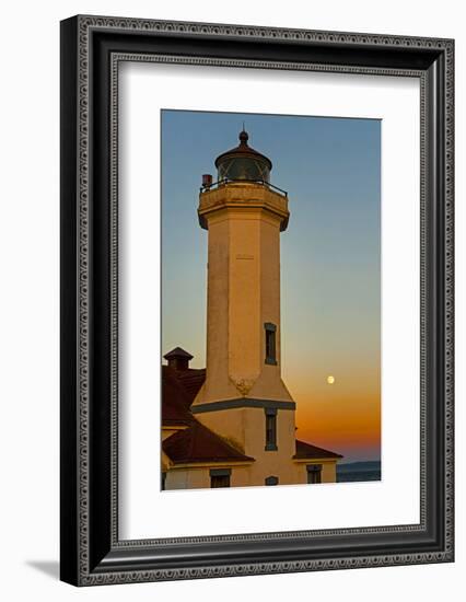 Washington, Port Townsend. Super Moon over the Point Wilson Lighthouse-Richard Duval-Framed Photographic Print