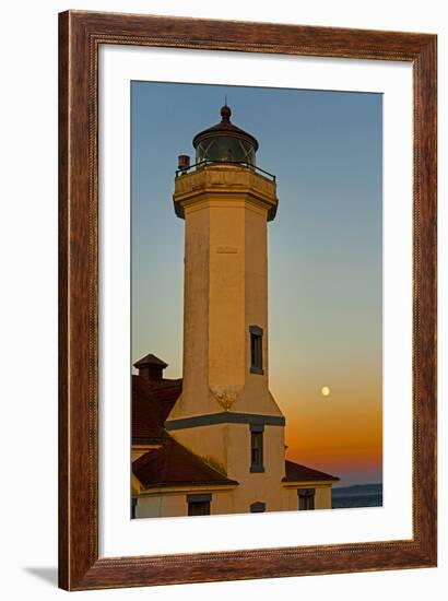 Washington, Port Townsend. Super Moon over the Point Wilson Lighthouse-Richard Duval-Framed Photographic Print