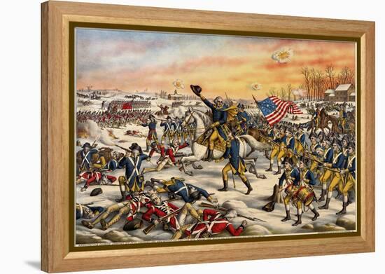 Washington's Charge at the Battle of Princeton-null-Framed Premier Image Canvas