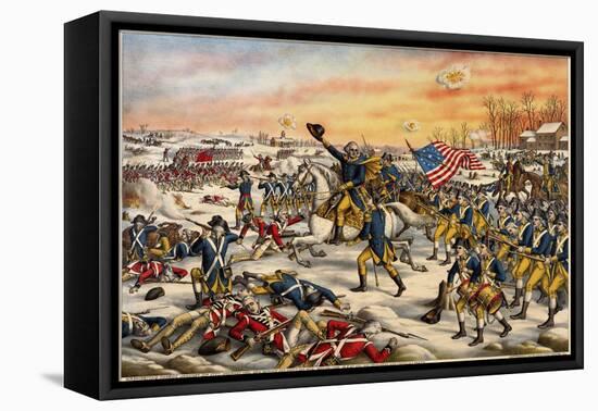 Washington's Charge at the Battle of Princeton-null-Framed Premier Image Canvas
