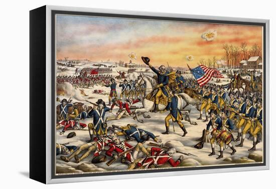 Washington's Charge at the Battle of Princeton-null-Framed Premier Image Canvas