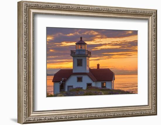 Washington, San Juan Islands. Patos Lighthouse and Camas at Sunset-Don Paulson-Framed Photographic Print