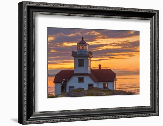 Washington, San Juan Islands. Patos Lighthouse and Camas at Sunset-Don Paulson-Framed Photographic Print