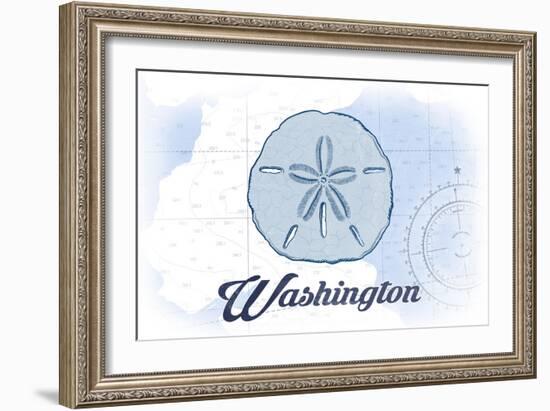 Washington - Sand Dollar - Blue - Coastal Icon-Lantern Press-Framed Art Print