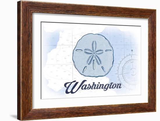 Washington - Sand Dollar - Blue - Coastal Icon-Lantern Press-Framed Art Print