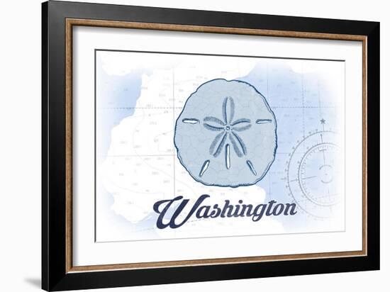 Washington - Sand Dollar - Blue - Coastal Icon-Lantern Press-Framed Art Print