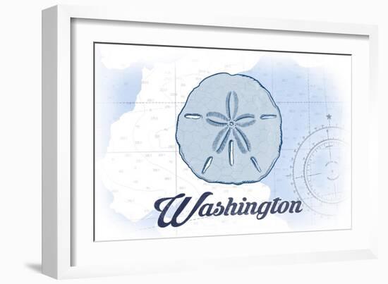 Washington - Sand Dollar - Blue - Coastal Icon-Lantern Press-Framed Art Print