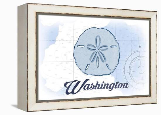 Washington - Sand Dollar - Blue - Coastal Icon-Lantern Press-Framed Stretched Canvas