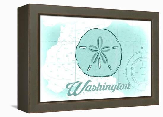 Washington - Sand Dollar - Teal - Coastal Icon-Lantern Press-Framed Stretched Canvas