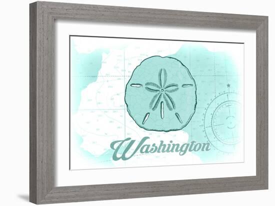 Washington - Sand Dollar - Teal - Coastal Icon-Lantern Press-Framed Art Print