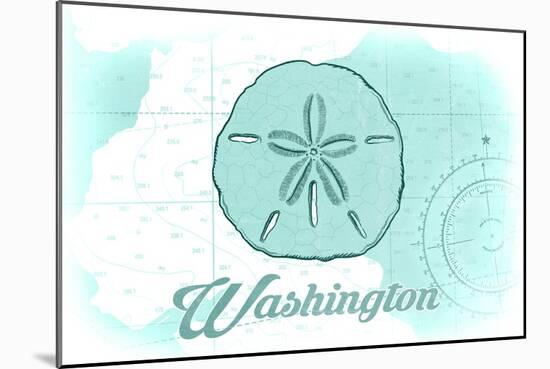Washington - Sand Dollar - Teal - Coastal Icon-Lantern Press-Mounted Art Print