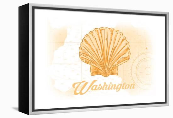 Washington - Scallop Shell - Yellow - Coastal Icon-Lantern Press-Framed Stretched Canvas