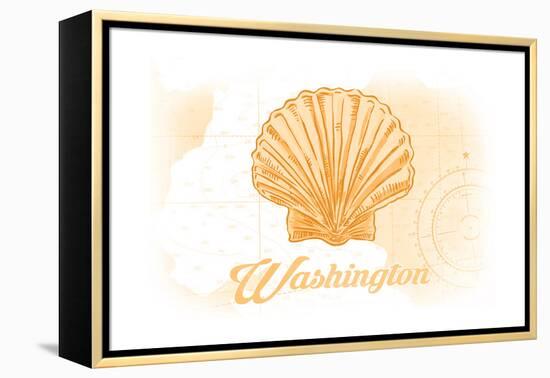 Washington - Scallop Shell - Yellow - Coastal Icon-Lantern Press-Framed Stretched Canvas