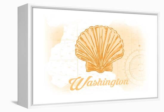 Washington - Scallop Shell - Yellow - Coastal Icon-Lantern Press-Framed Stretched Canvas