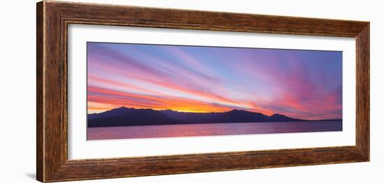 Washington, Seabeck. Sunset over the Olympic Mountains and Hood Canal-Don Paulson-Framed Photographic Print