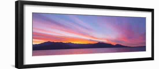 Washington, Seabeck. Sunset over the Olympic Mountains and Hood Canal-Don Paulson-Framed Photographic Print