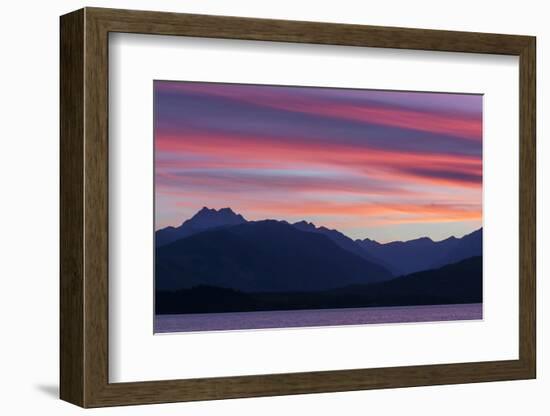 Washington, Seabeck. Sunset over the Olympic Mountains and Hood Canal-Don Paulson-Framed Photographic Print