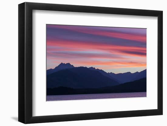 Washington, Seabeck. Sunset over the Olympic Mountains and Hood Canal-Don Paulson-Framed Photographic Print
