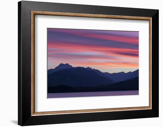 Washington, Seabeck. Sunset over the Olympic Mountains and Hood Canal-Don Paulson-Framed Photographic Print