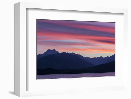 Washington, Seabeck. Sunset over the Olympic Mountains and Hood Canal-Don Paulson-Framed Photographic Print