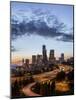 Washington, Seattle. Sunset View of Downtown over I-5 from the Jose Rizal Bridge-Gary Luhm-Mounted Photographic Print