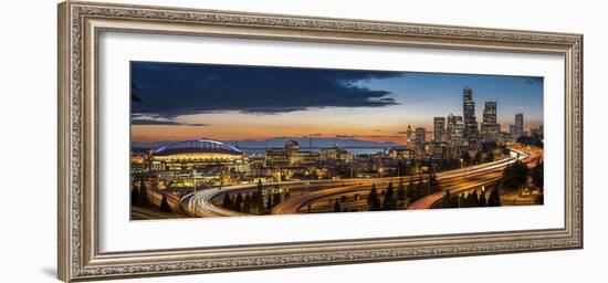 Washington, Seattle. Sweeping Sunset View over Downtown Seattle-Gary Luhm-Framed Photographic Print