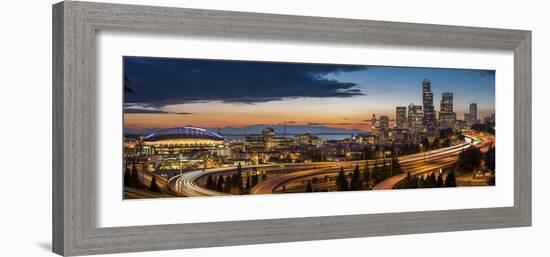 Washington, Seattle. Sweeping Sunset View over Downtown Seattle-Gary Luhm-Framed Photographic Print