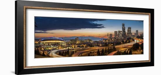 Washington, Seattle. Sweeping Sunset View over Downtown Seattle-Gary Luhm-Framed Photographic Print