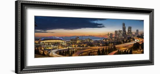 Washington, Seattle. Sweeping Sunset View over Downtown Seattle-Gary Luhm-Framed Photographic Print