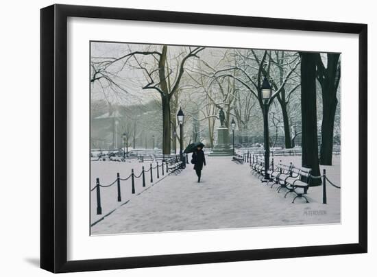 Washington Square Park in the Snow, 2014-Max Ferguson-Framed Giclee Print