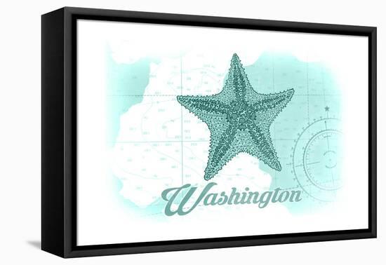 Washington - Starfish - Teal - Coastal Icon-Lantern Press-Framed Stretched Canvas