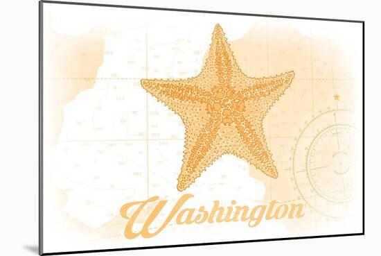 Washington - Starfish - Yellow - Coastal Icon-Lantern Press-Mounted Art Print