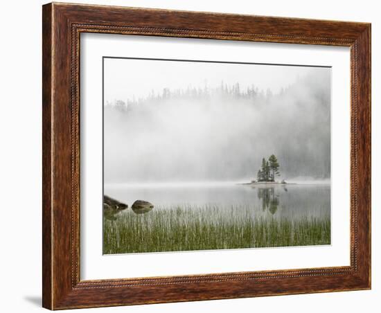 Washington State, Alpine Lakes Wilderness. Snow Lake, Island and fog-Jamie & Judy Wild-Framed Photographic Print