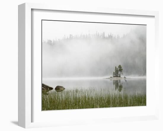 Washington State, Alpine Lakes Wilderness. Snow Lake, Island and fog-Jamie & Judy Wild-Framed Photographic Print