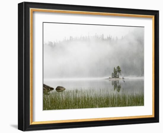 Washington State, Alpine Lakes Wilderness. Snow Lake, Island and fog-Jamie & Judy Wild-Framed Photographic Print