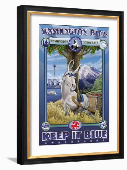 Washington State, Keep It Blue-Richard Kelly-Framed Art Print