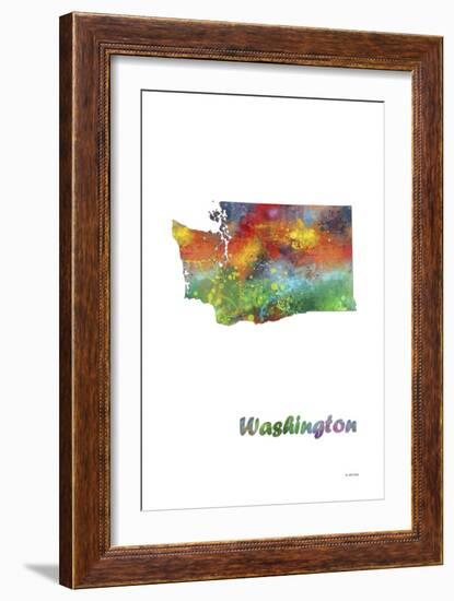 Washington State Map 1-Marlene Watson-Framed Giclee Print