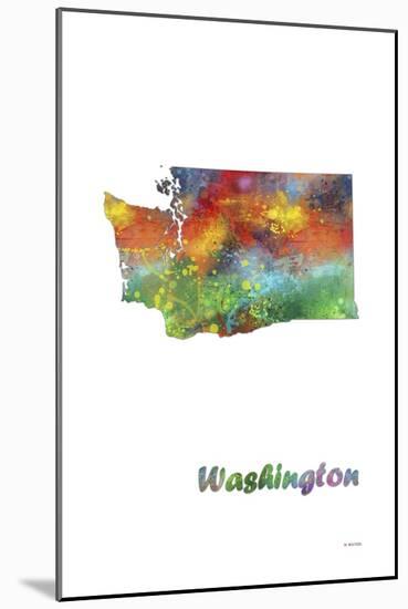 Washington State Map 1-Marlene Watson-Mounted Giclee Print