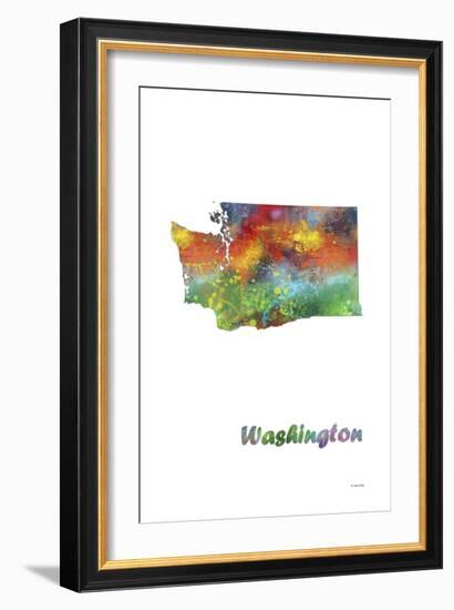 Washington State Map 1-Marlene Watson-Framed Giclee Print