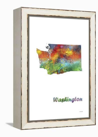 Washington State Map 1-Marlene Watson-Framed Premier Image Canvas