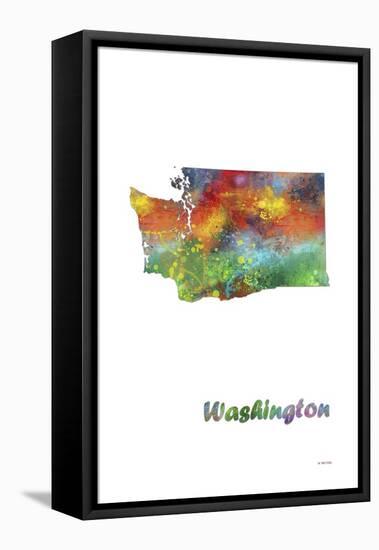 Washington State Map 1-Marlene Watson-Framed Premier Image Canvas