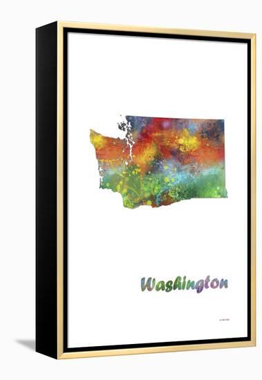 Washington State Map 1-Marlene Watson-Framed Premier Image Canvas