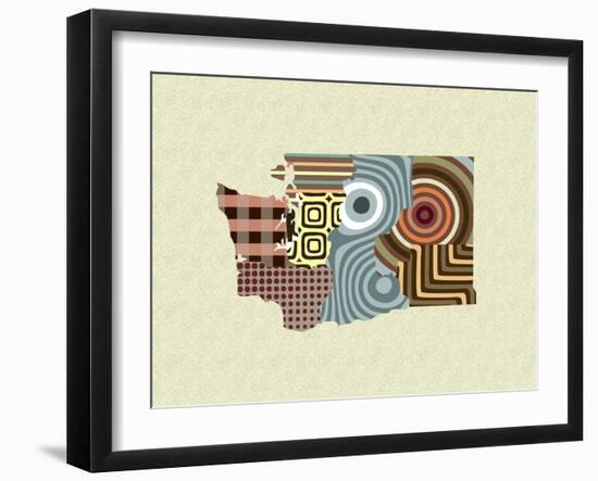 Washington State Map-Lanre Adefioye-Framed Giclee Print